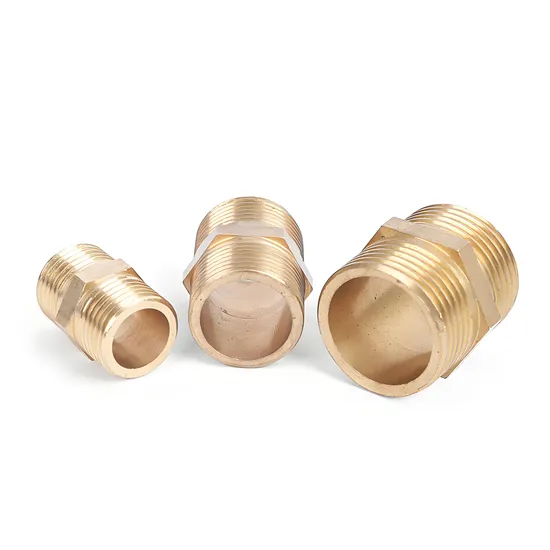 Brass Pipe Fitting Hex Nipple Hose Connector Double Male Thread Coupling Hexagonal Pipe Coupler